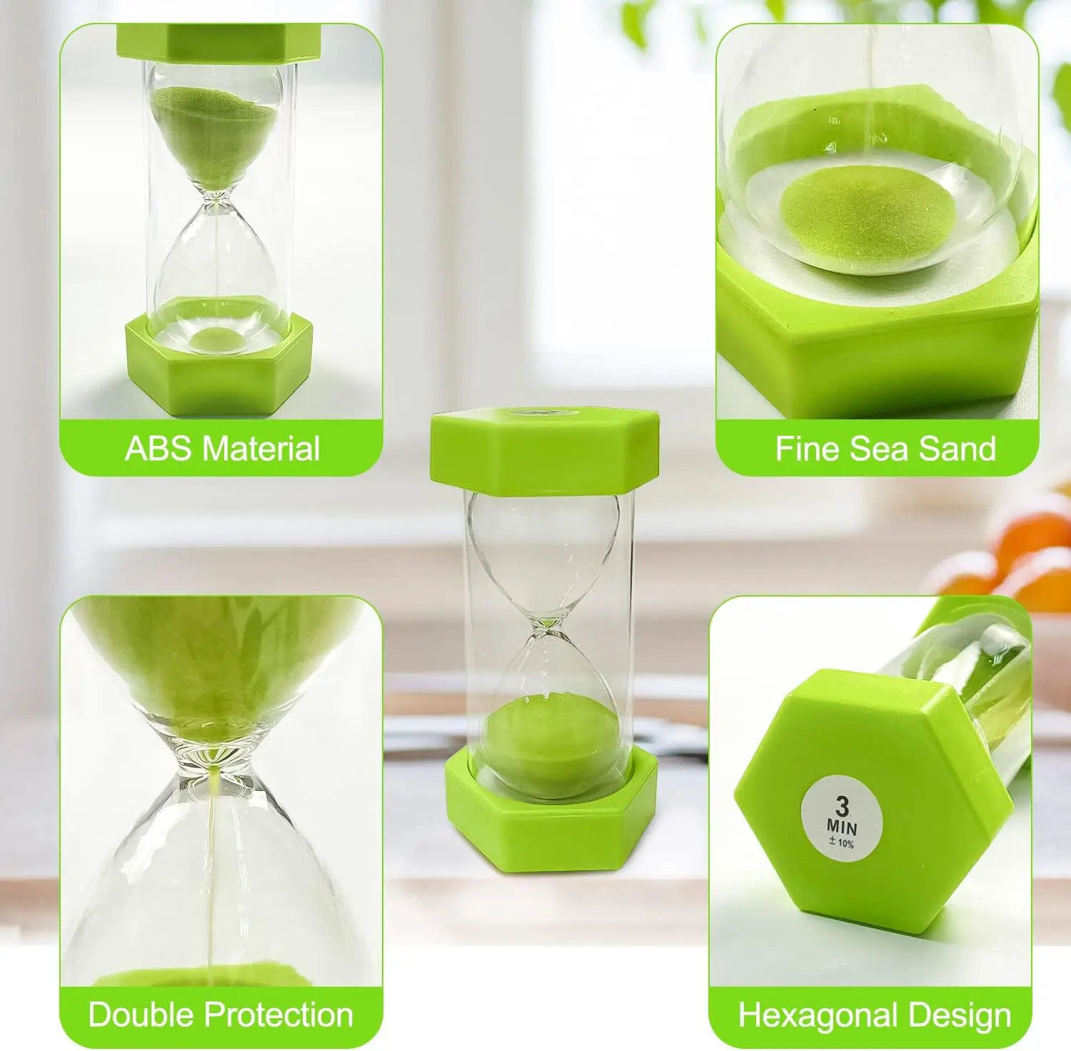Sand Timer 5/10/30 Minute Hourglass Colorful Plastic Sand Clock Desk Decor for Games Classroom