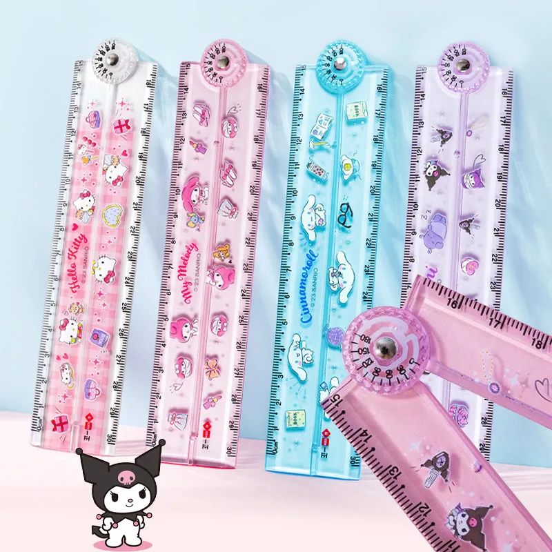 

30Cm Kawaii Hello Kitty Ruler Sanrioed My Melody Kuromi Cinnamoroll Folding Rotary Ruler Straight Rulers Student Stationery Gift