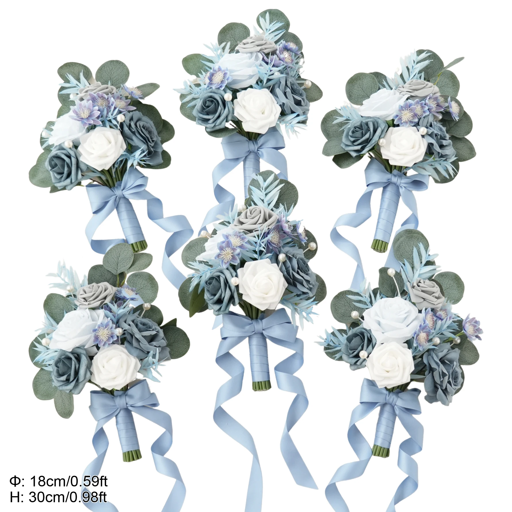 6pcs blue bridesmaid