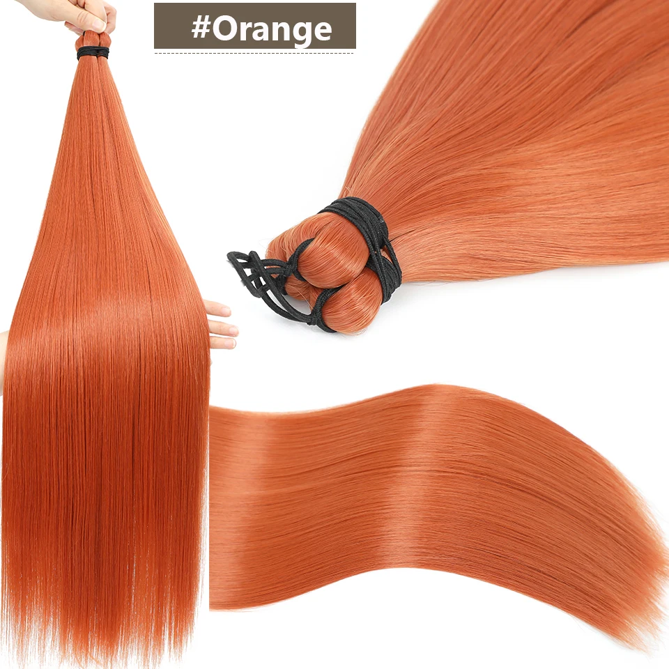 28 Zoll 300 Gramm Häkelzöpfe Glattes Haar Ombre Braun 6 # Blond 613 # Orange Hair Bio Hochtemperatur-Synthetikhaar – Detail 35