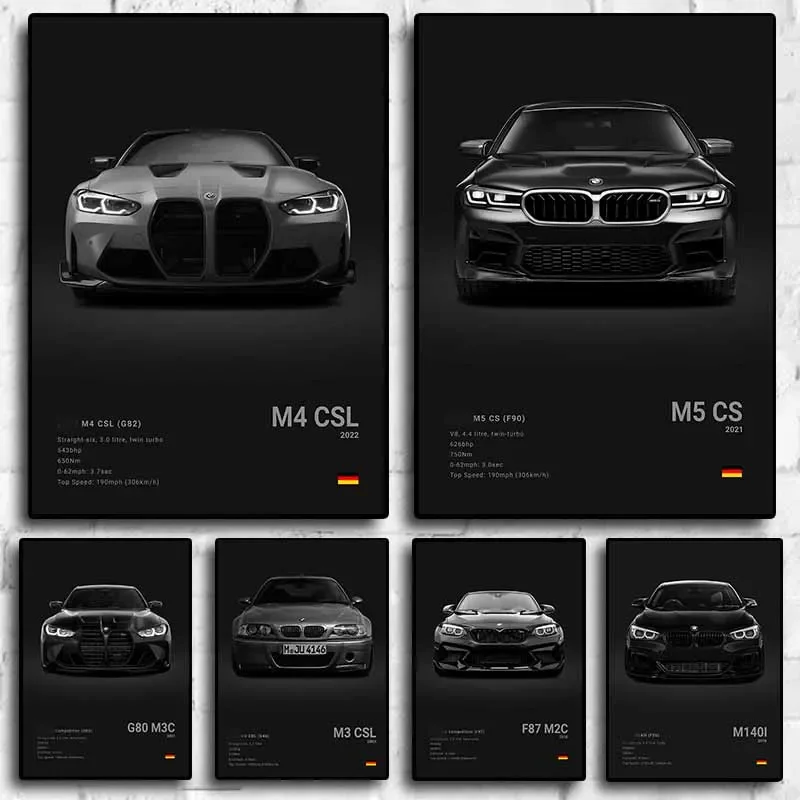 Black & White Supercar Canvas Print 1