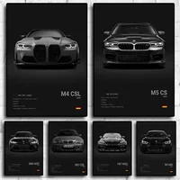 لوحات كانفاس جدارية باللونين الأبيض والأسود للسيارات الفاخرة والرياضية | Black and White Supercar Canvas Wall Art Poster