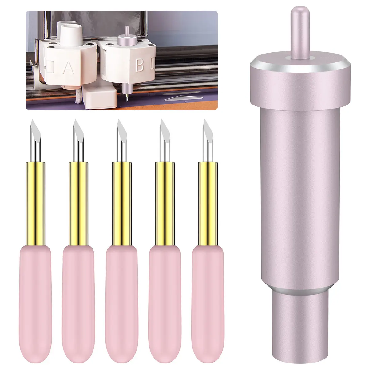 

Deep Cut Blade with Hosing 60 Degree Sharp Craft Point Blades Foam Chipboard Leather Cutting Tool for Cricut Explore 3 / Air 2