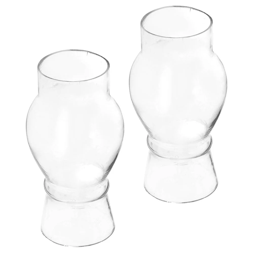 2Pcs Clear Glass Oil Lamp Chimney Vintage Lantern Shade Portable Lighting Globe Replacement For Lamp Accessories With Glass Oil