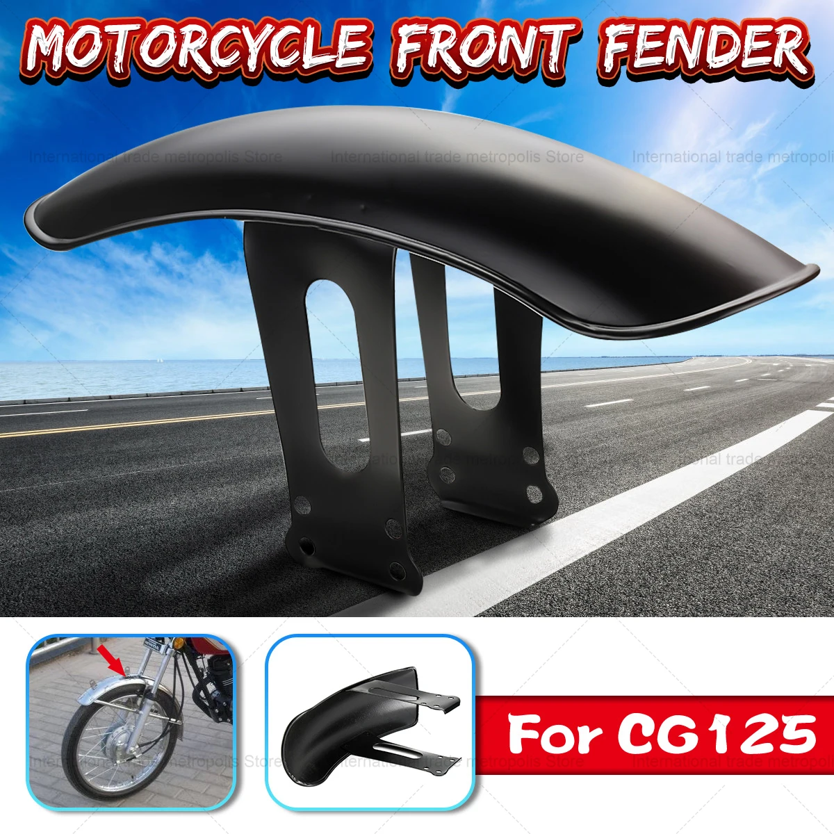 

1PCS Motorcycle Front Fender Mudguard Protector Mud Guard Cover for Honda CG125 Black Motorbike Retro Retrofit Fender
