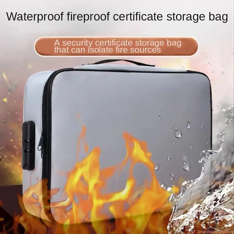 

Fireproof Document Bag Safety Organizer Zipper Waterproof Money Pouch Multi-Layer Card Case Travel File Bag Papers Storage Box