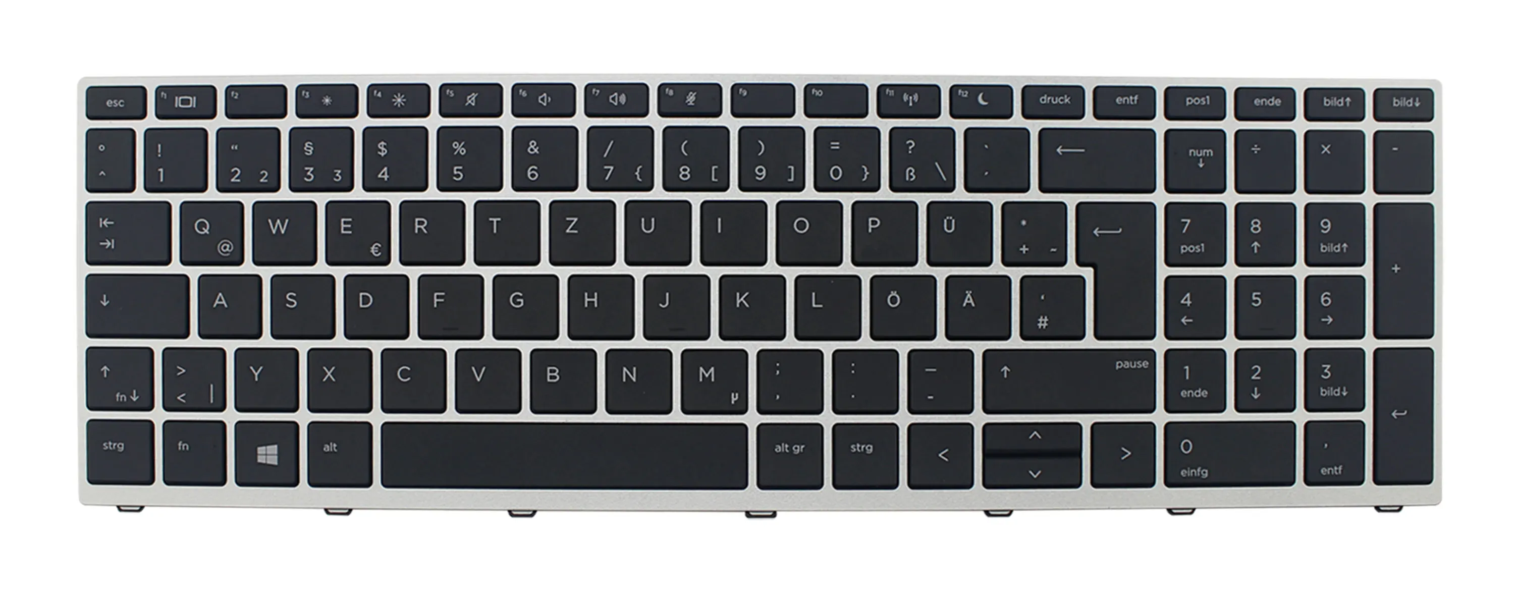 LARHON Новая черная клавиатура с немецкой раскладкой Серебристая Рамка для HP ProBook 450
