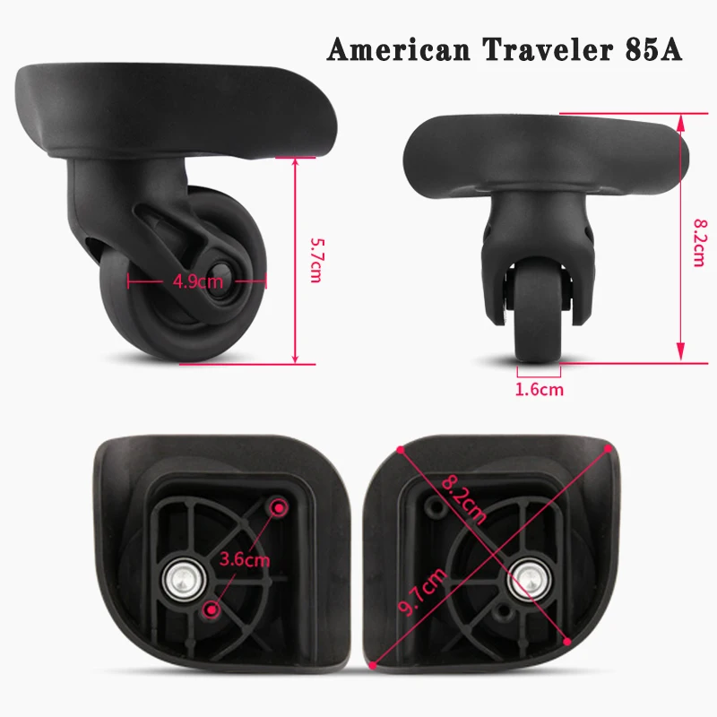 American Traveler 85A Suitcase Accessories Replacement Universal Wheel Suitcase Wheel JX9054 Suitcase Wear-resistant Roller quality suitcase black casters repair replacement suitcase wheel 360 degree rotating universal wheel silent caster accessories