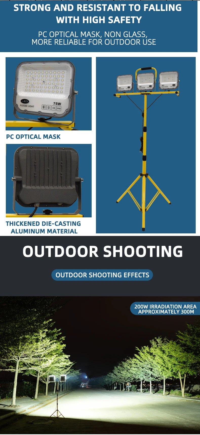 Description Picture 5 of itemLed Work Light Portable Outdoors Tripod Camping Lamp Spotlight SMD Telescopic Pillar Lamps Collapsible Outdoor Picnic Lights