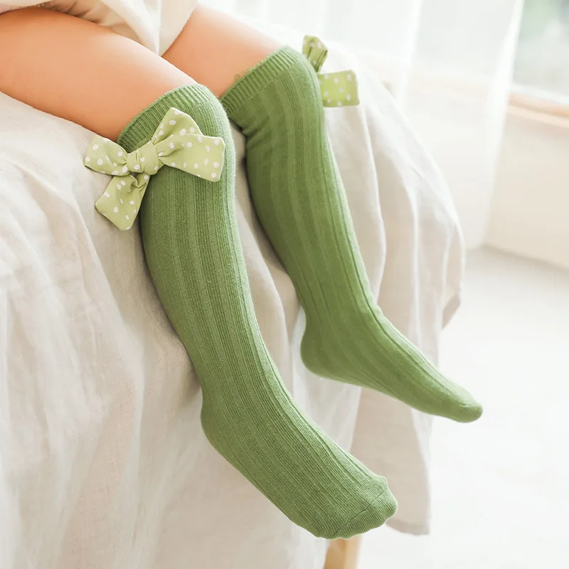 

Bow Children's Middle Tube Socks Cotton Socks Autumn Winter Girls Thick Casual Girl Middle Tube Socks for Kids 0-8 Years
