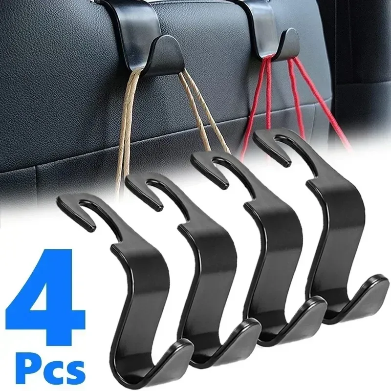 Car Headrest Hooks 2/4Pcs Car Headrest Hooks Hanger for Bags Seat Back Organizer Holder Clips Auto Fastener Hooks Car Storage Interior Accessories