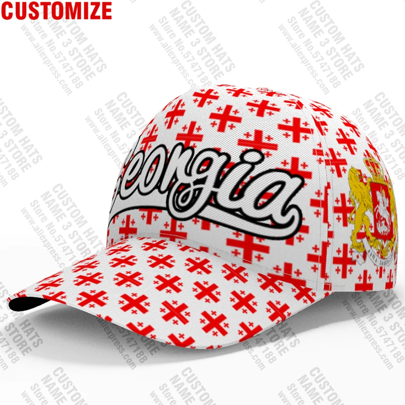 Georgia Male Youth Diy Free Made Name Number Geo Nation Flag Ge Print Photo Georgian Republic Country Baseball Cap