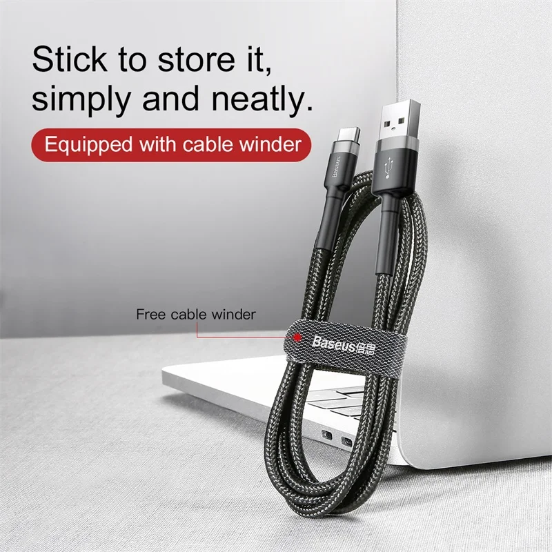 Baseus Fast Charging USB Type C Cable for Samsung S10 S9 Quick Charge 3.0 Cable USB C for Huawei P30 Xiaomi USB-C Charger Wire - Image 4