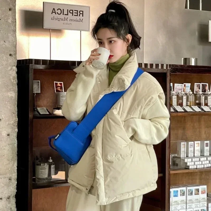 

Down and Cotton Vest Winter Coat for Women Korean Loose Short Parkas Simple Solid Color Keep Warm Casual Women's Winter Jacket