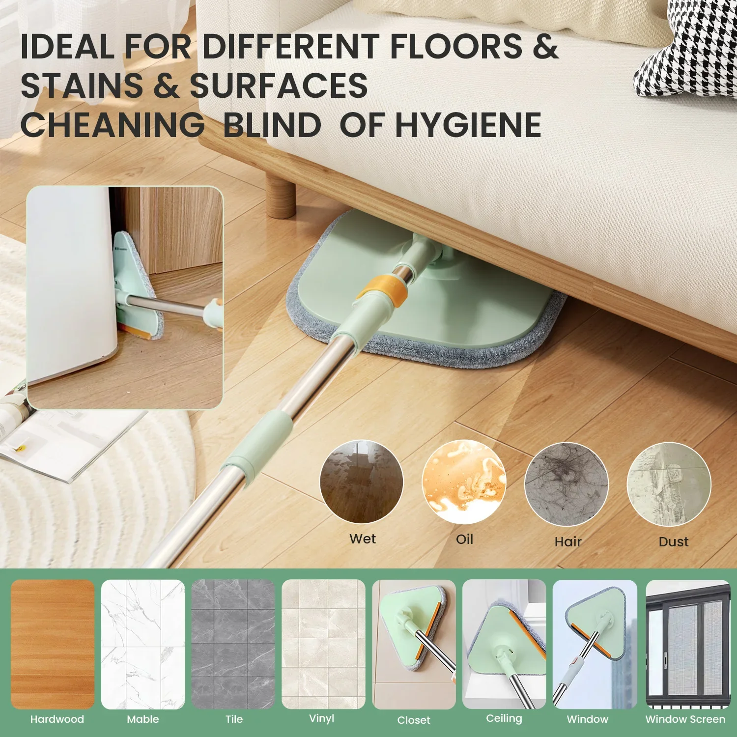 Spin Mops floor Cleaning Tools Household Cleaning spin Home Floor Cleaning easy to drain Squeeze Mop Wet and Dry Mop and Bucket 5