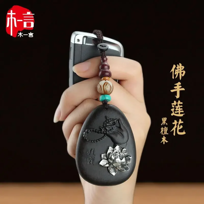 

Ebony Alloy Buddha's Hand Lotus Zen Car Keychain Pendant Bless Peace Safe High-end Birthday Gift For Men And Women Couple