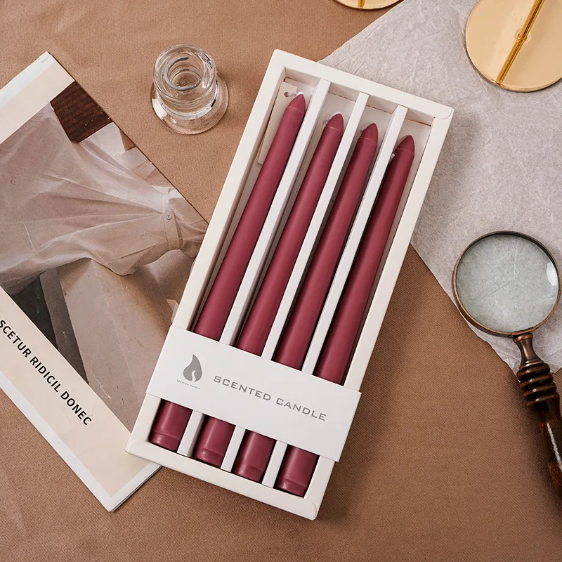 Lot de 4 bougies coniques dégradées - Ne coulent pas - Non parfumées - Pour anniversaire, Saint-Valentin, Hanouka, Noël, Halloween, décoration de la maison (bonbons