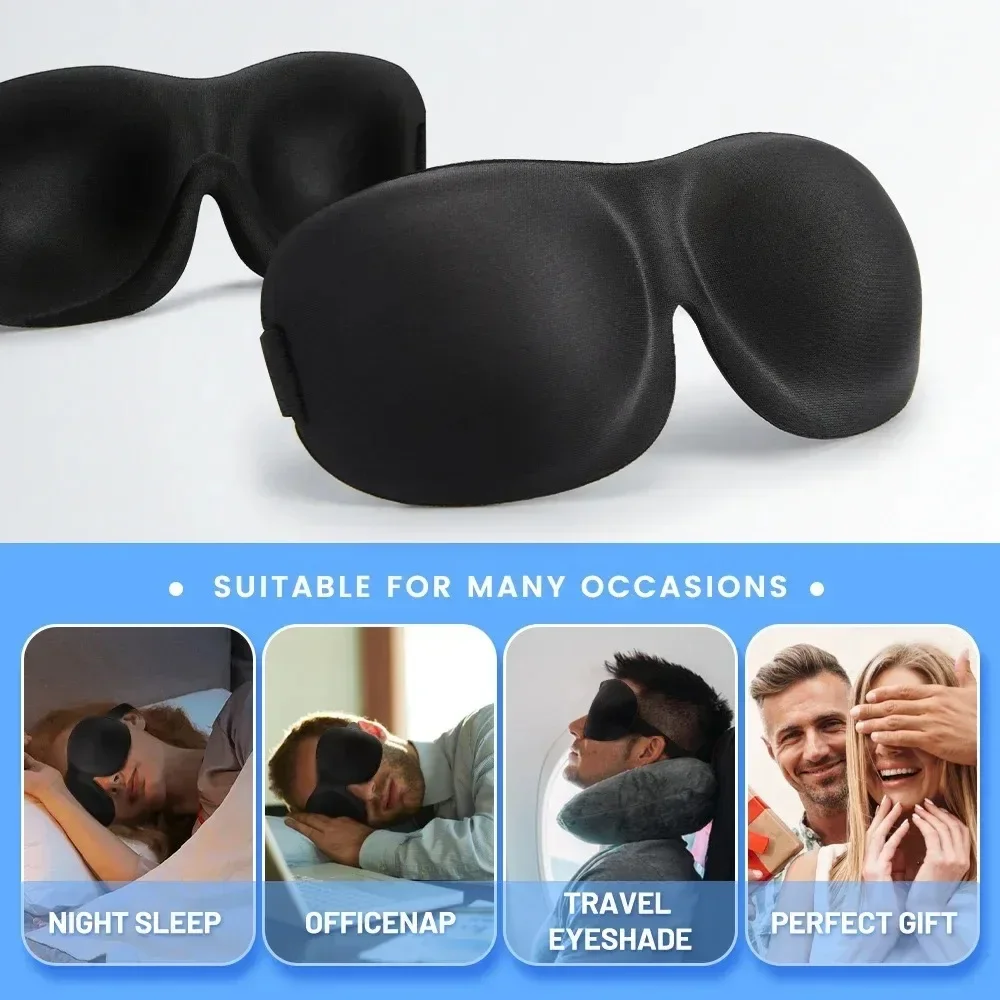 Premium 3D Memory Foam Sleep Mask - Ultra-Soft Light Blocking Eye Cover