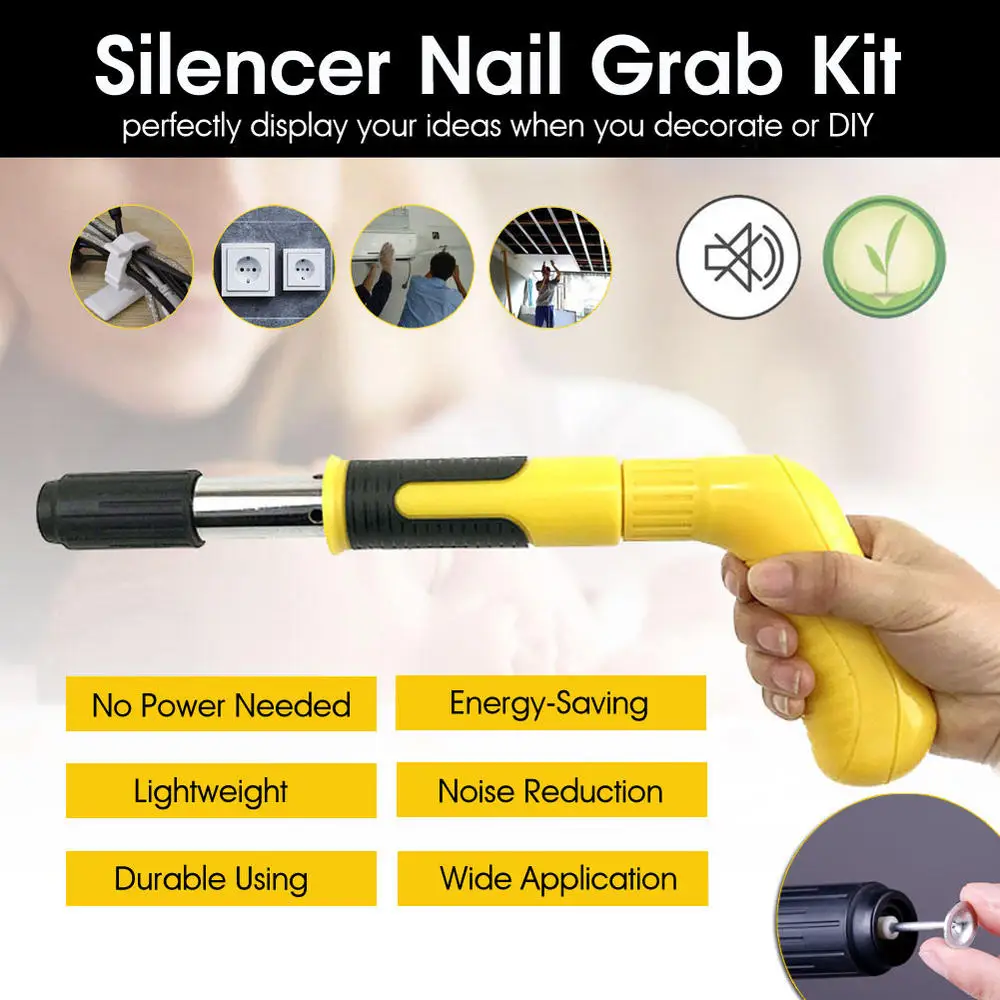 

Silencer Nail Grab Kit Multifunctional Wall Fastening DIY Home Improvement Tool Nail Grab Nailing Tool Kit