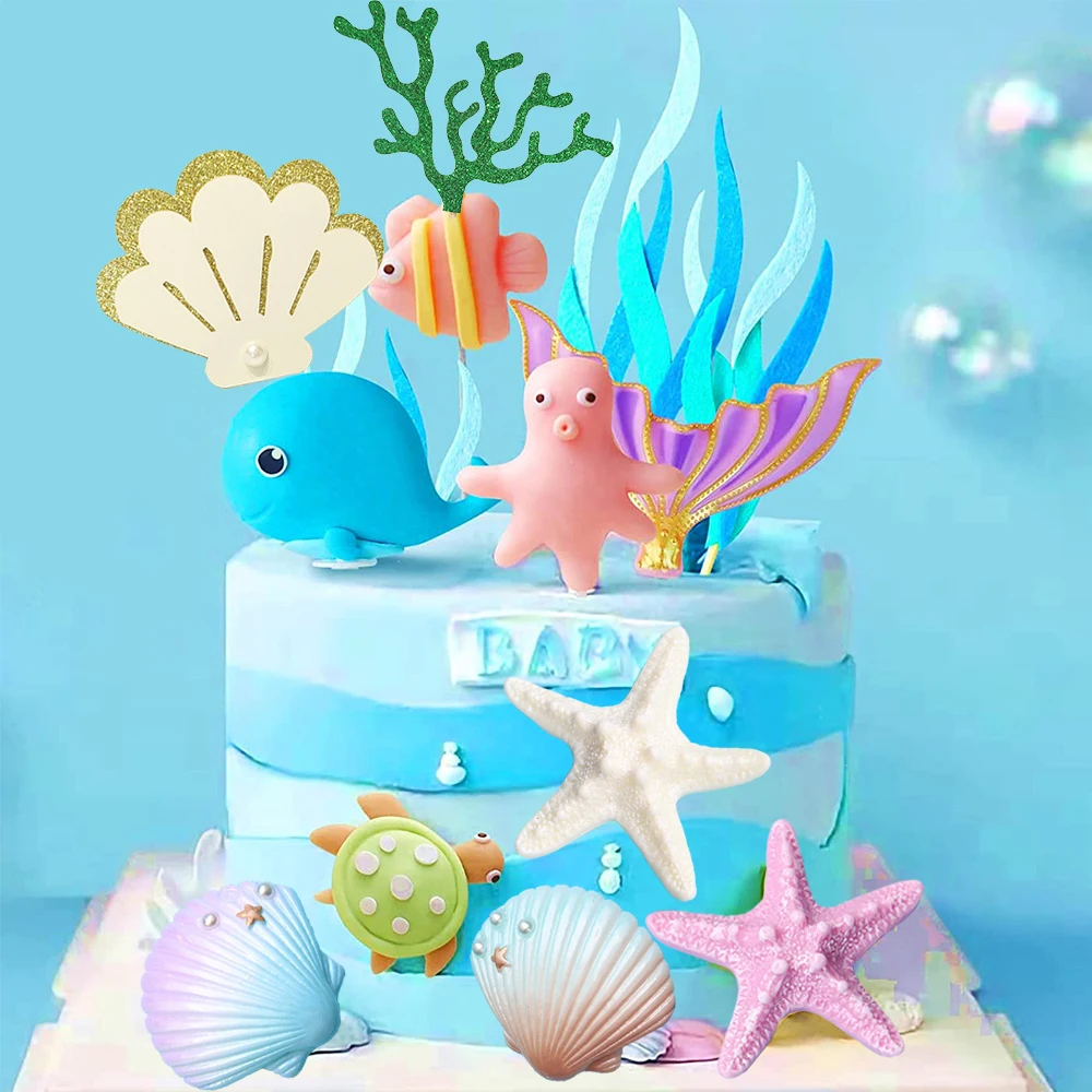1 pezzo Decorazione per torta tema oceano festa di compleanno sirena, decorazione natalizia | SHEIN ALIA