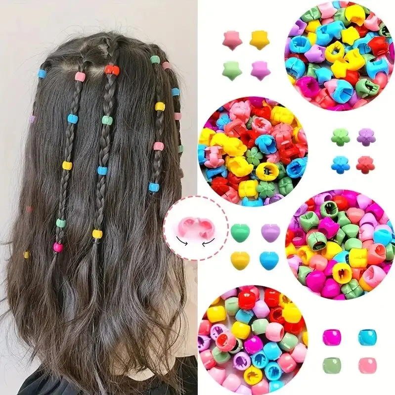 100Pcs Colorful Small Girls Hair Clips Cute Flower Star Hair Claws Styling Braid Hairpins Kids Accessories Headwear hair clips