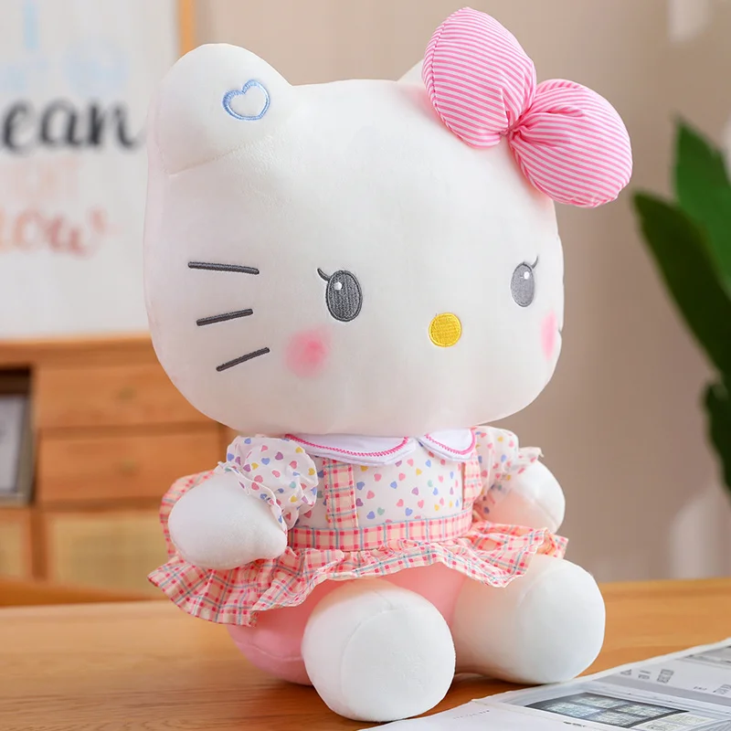 HQ 산리오 플러시 헬로 키티 봉제 인형, 마이 멜로디 착용 스커트, KT 고양이 장난감, 어린이 크리스마스 선물