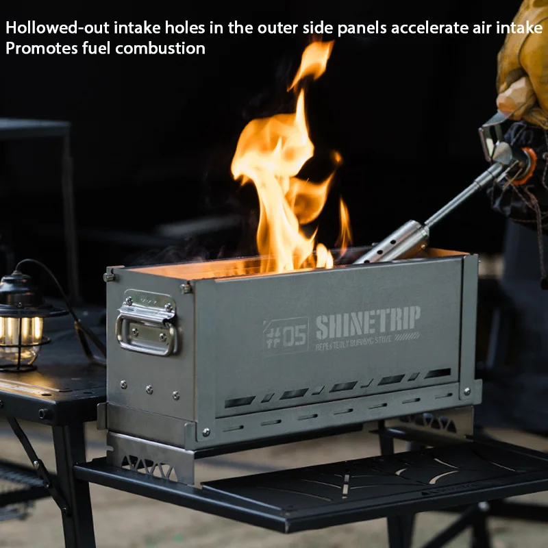 ShineTrip Outdoor Portable Cookware Stainless Steel Outdoor Camping IGT Semi-Unit Secondary Burning Incinerator Collapsible