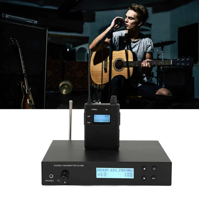 Wireless In Ear Monitor 626-665MHz Professional Digital Monitoring System Kits Stage Performance UHF Stereo Wireless In-ear Monitor System