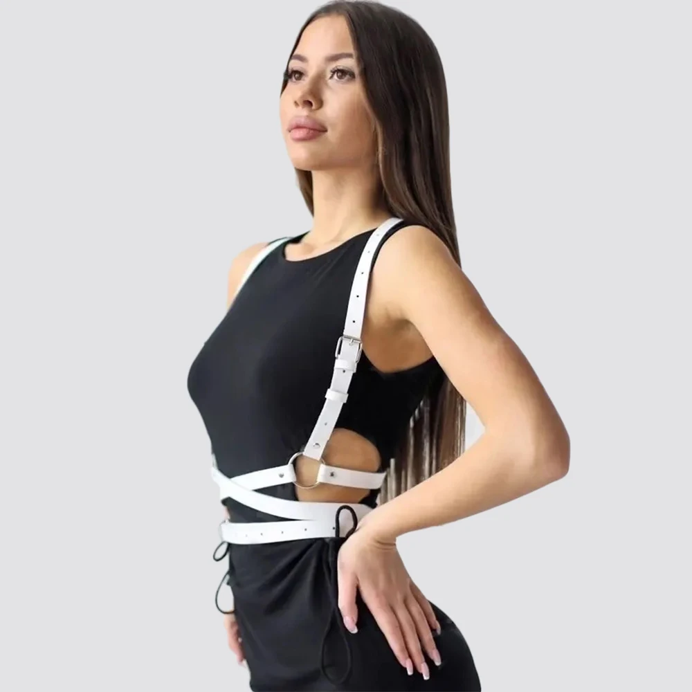 Leather Belt Leather Lingerie Accessories Red Chest Harness Belt Corset Women Sexy Goth Accessories Body Leather Harness Bondage Suspenders Lingerie Fetish Sword Belt