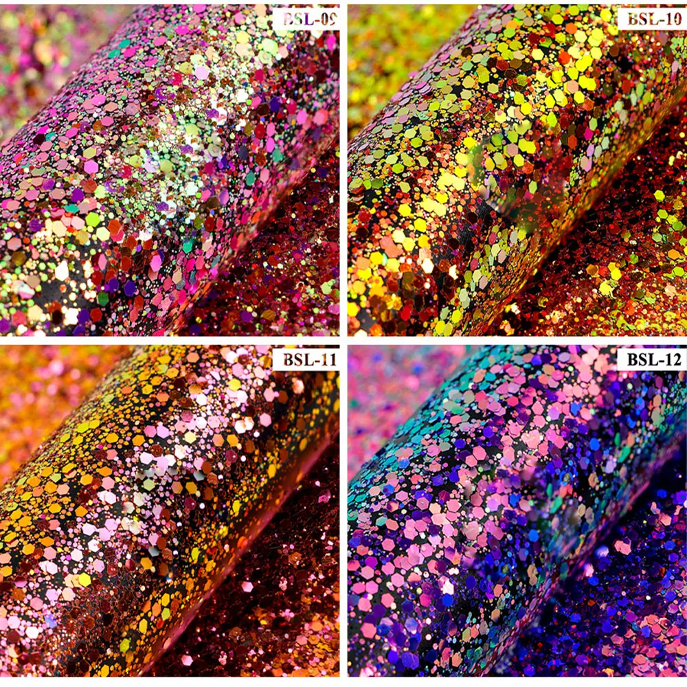 16 Colors 50g/ bag Chunky Mix Iridescent Chunky glitter for nails/ glitter  for face/ glitter for art/Rainbow/ iridescent glitter