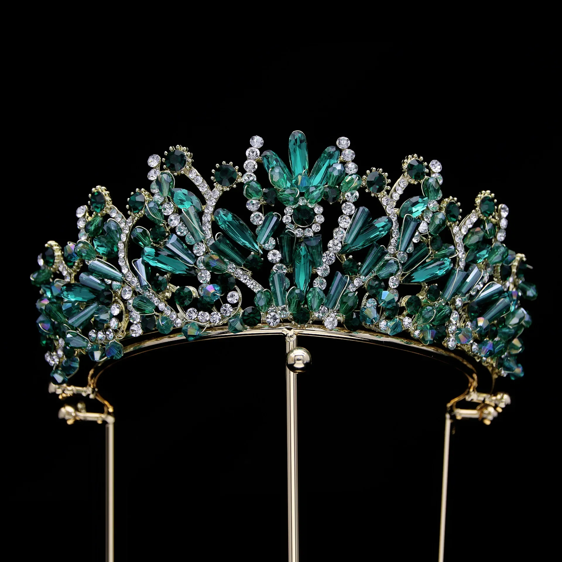 Red Green White Colorful Crystal Rhinestone Wedding Hair Accessories For Women Bride Gilrs Tiaras And Crowns Gifts Queen Diadems