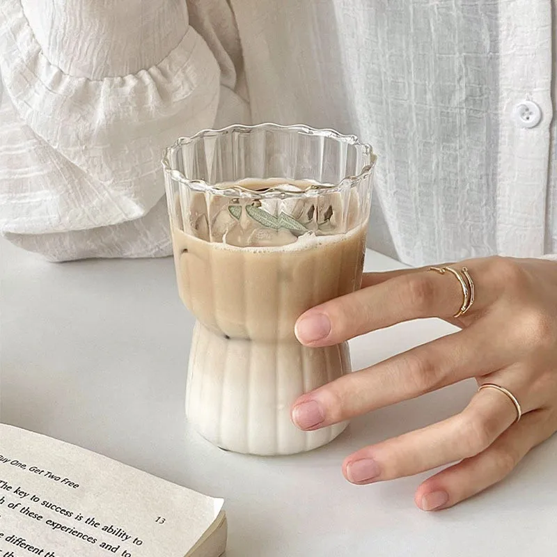 Striped Glass Cup Ripple Drinking Glassestea Juice Cup Quality Water Milk Home Drinkware Glass Office Coffee Cup