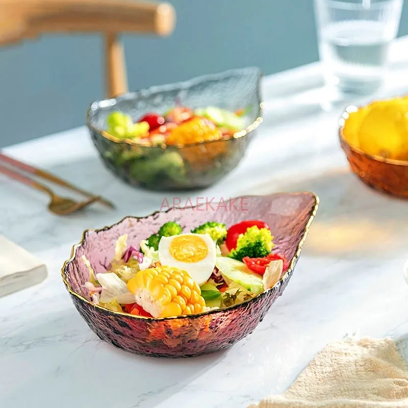 300ml Phnom Penh Water Drop Glass Bowl Fruit Plate Vegetable Salad Plate Home Creative Dessert Bowl