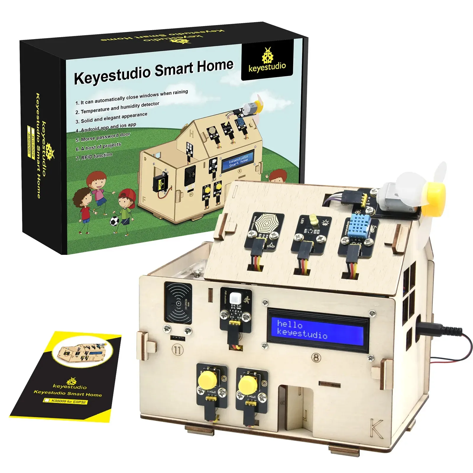  Keyestudio Smart Home Kit for ESP32 Board MicroPython RFID Function APP Control For Arduino IDE C Language DIY Electronic Kit