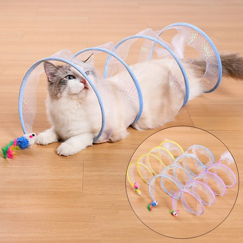 

Pets Cat Toys Mouse Shape Balls Foldable Cat Kitten Play Tunnel Funny Cat Stick Mouse Supplies Simulation Mouse Cat Accessories