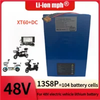 Batterie lithium-ion 48V 30ah 13s8p, batterie électrique 48V 30000mAh 2000W, BMS 50A intégré + chargeur 18650.00 48v 6