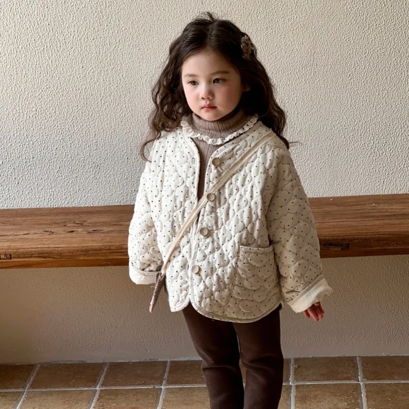 Korean New Thickened Girl Winter Cotton Coat for Baby Girls Warm Cotton Jacket