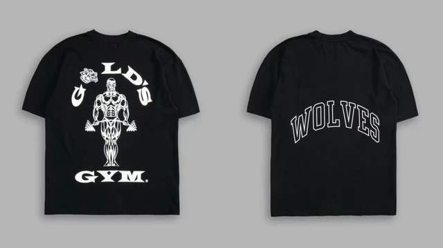 DARCSPORT Wolfhead GOLDS GYM Camiseta Estampada De Algodón Suelta Casual Para Hombres Y Mujeres 4