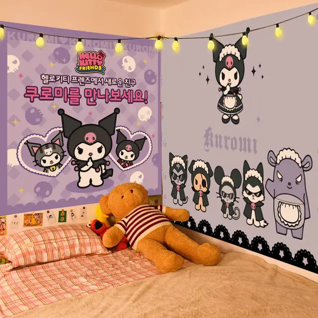 Kawaii Sanrio Cartoon Tapestry Cute Kuromi My Melody Cinnamoroll Room Decor  Y2K Room Decoration Creative Children Gifts