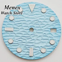Black Blue White Sterile Watch Dial with Green Luminous Details - 28.5mm (Blue)