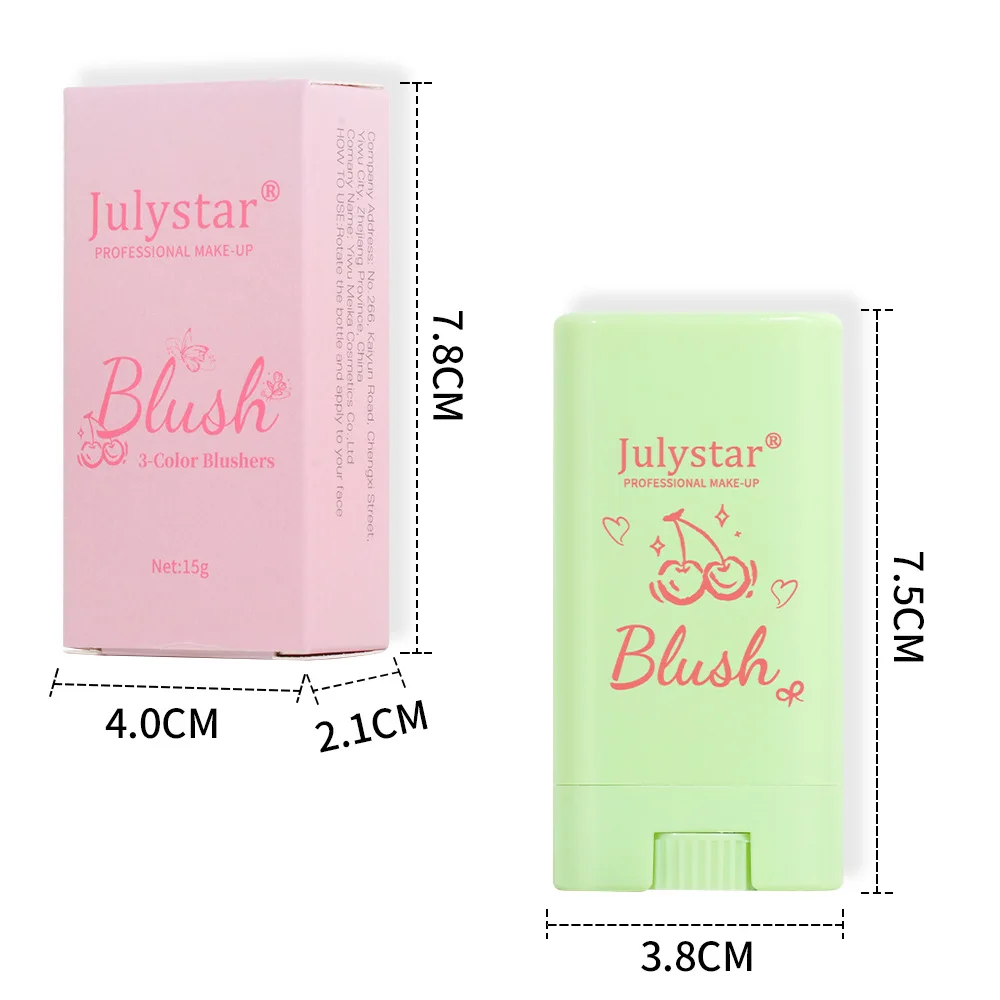 3 color Face Natural Blush Cream Matte Highlights Full color smooth and delicate easy to faint blush Blush rotating stick 5