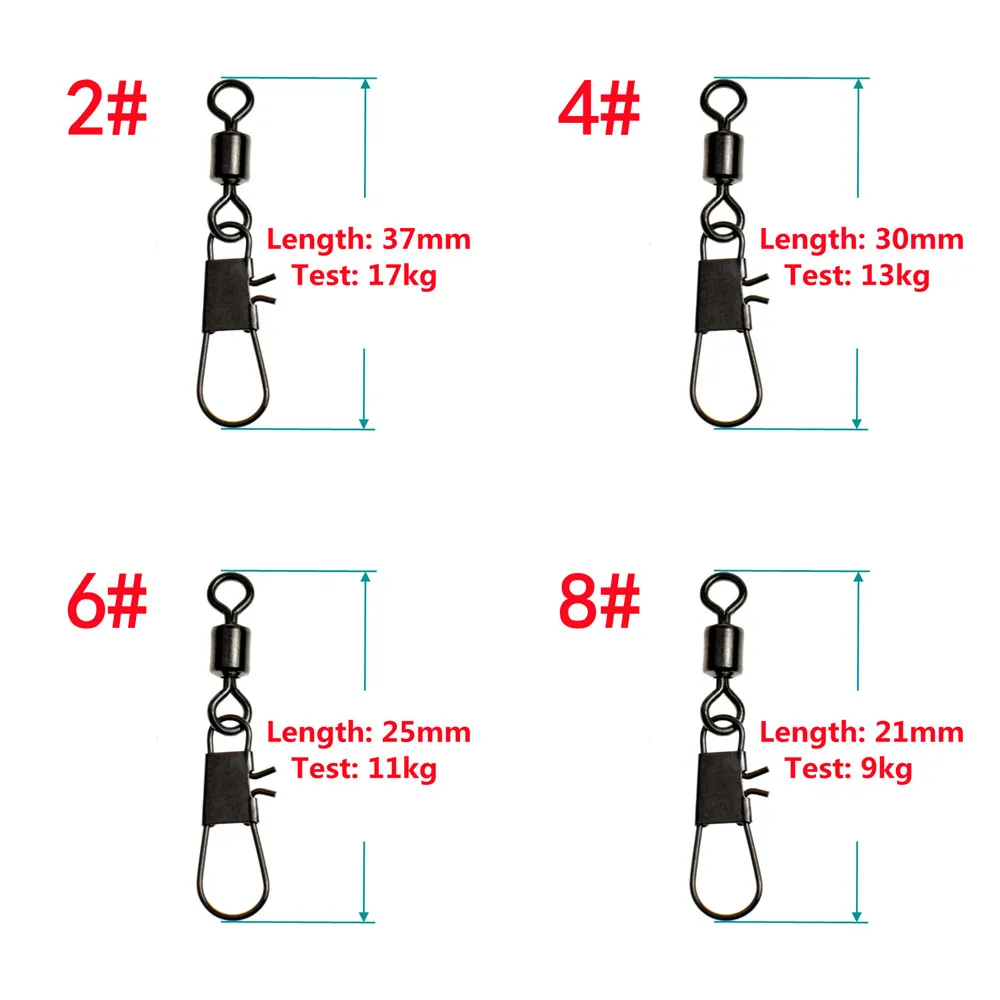 Fishing Swivels Interlock Snap Pin Ball Bearing Swivel Rolling Solid Rings Connector 50pcs