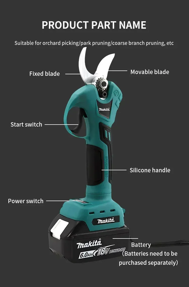 18V Battery Cordless Pruning Shears Professional Electrician Scissors Wireless G