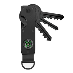 Sleek Metallic Key Holder - Minimalist & Compact Key Organizer | Smart Secure Keychain | Holds 2 - 6 Keys (Black)