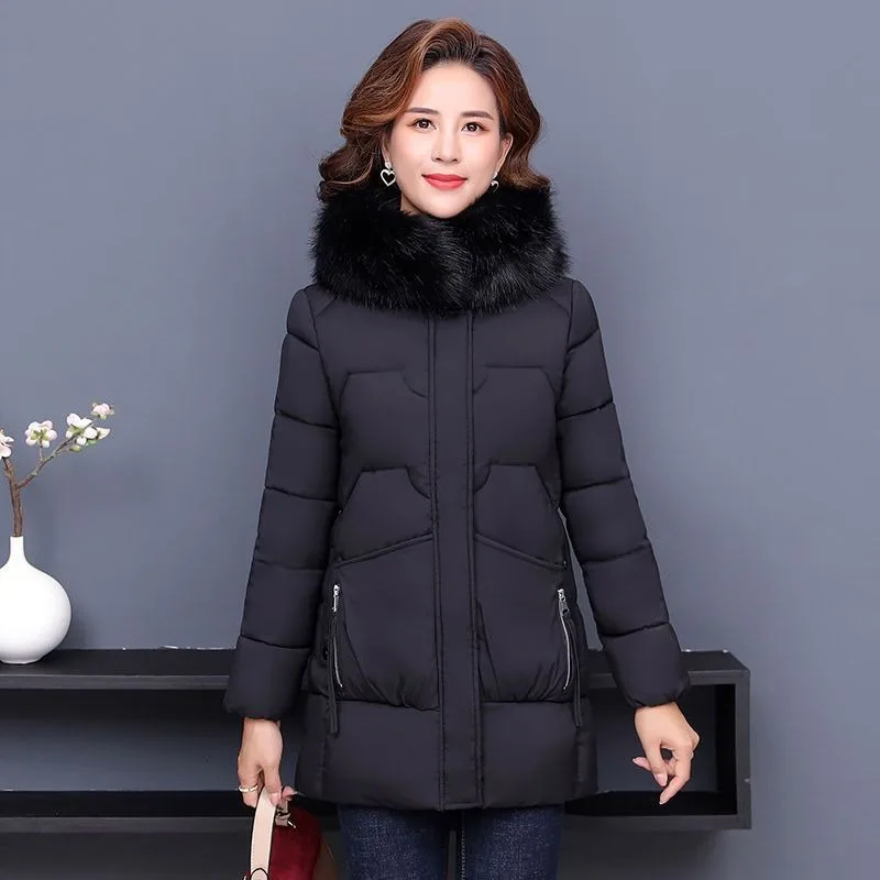 Middle Aged Elderly Women Cotton Jacket Loose Oversize Thickened Padded Coat Mother Outfit Winter Coat Down Quilted Overcoat