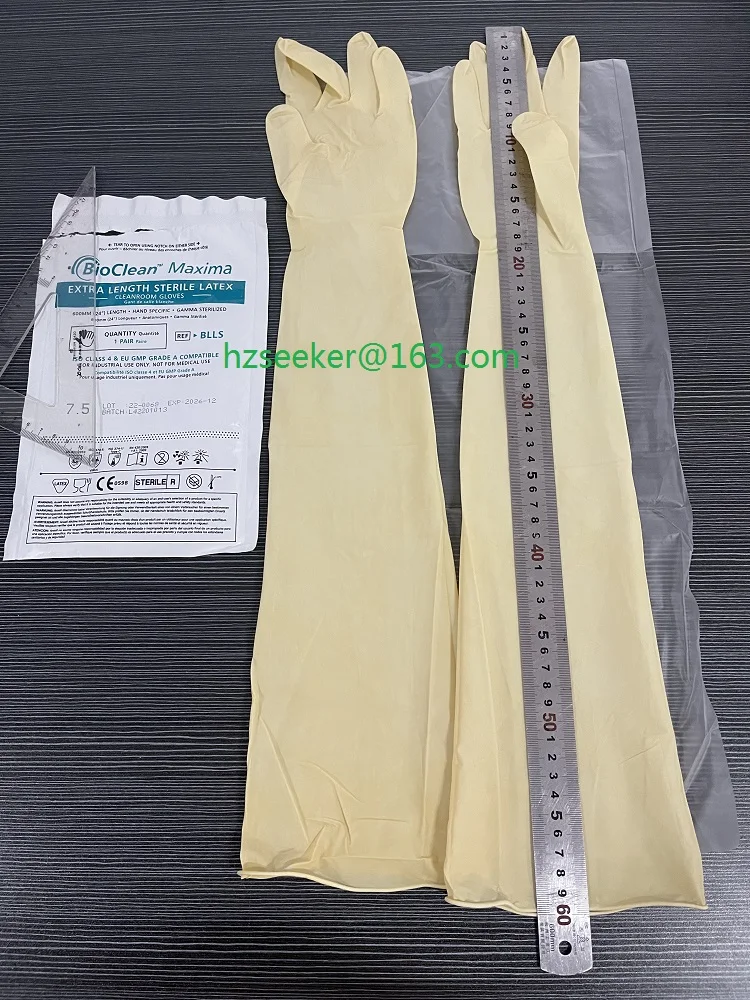 Ansell BioClean Maxima BLLS(10 pairs) Sterile Disposable Latex Cleanroom Glove Textured surface Beaded Length 600mm or 24-inch