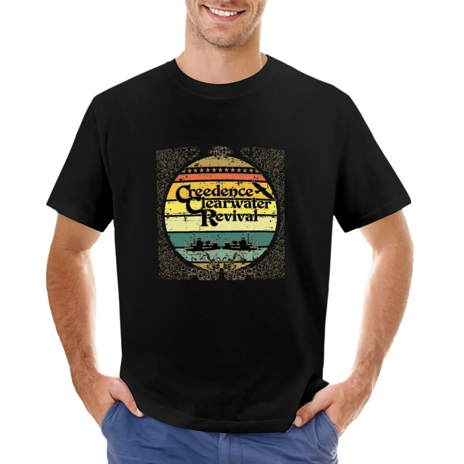 Creedence 596 Revival Riverboats T-Shirt Oversize Abbigliamento Vintage Top Vintage Mens Vintage T-Shirt