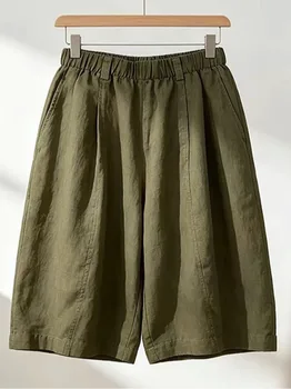 High Waist Loose Fit Linen Bloomer Pants Casual Summer Thin Wide Leg Pants Ladies plus Size Trousers Casual High Waist Linen ...