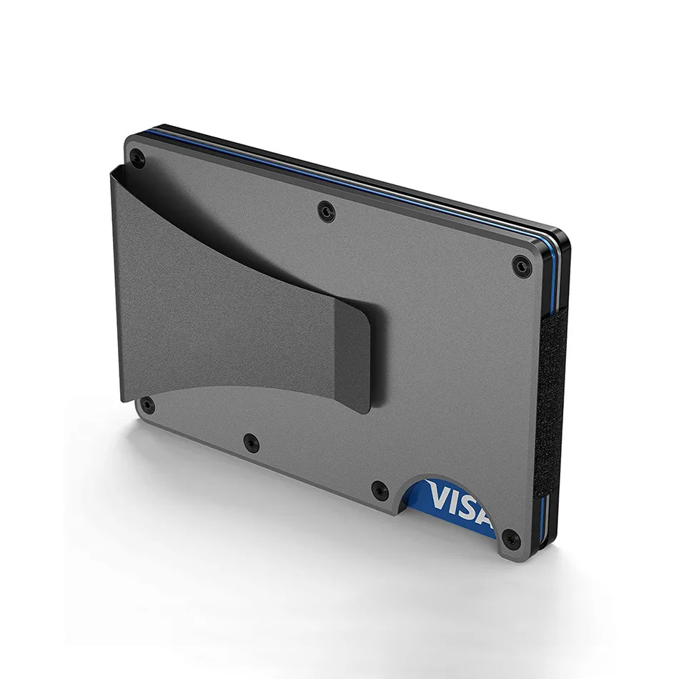 Luxury Designer RFID-Blocking Aluminum Card Holder with Metal Money Clip