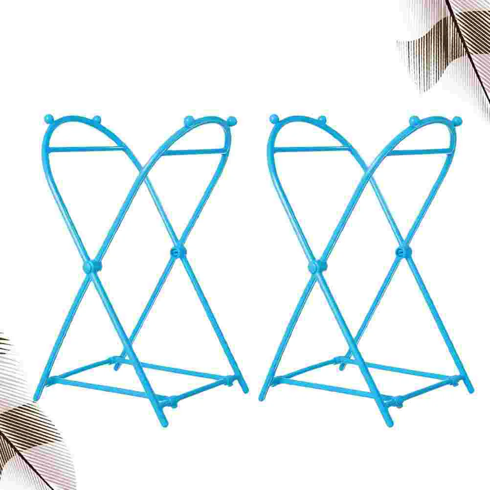 2pcs Hanging Rubbish Rack Storage Bag Rack Foldable Garbage Bag Shelf Rubbish Bag Rack for Bathroom Home Kitchen (Blue)